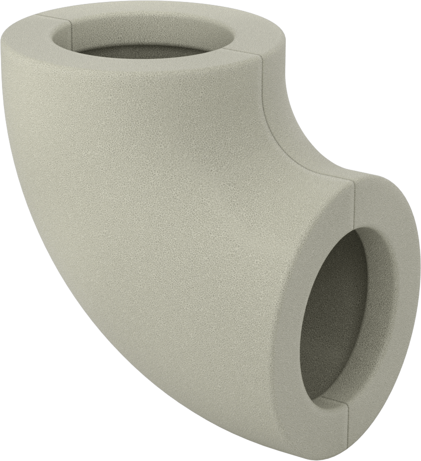 Poliizosiyanürat Köpük Boru Yalıtım Dirseği, Dirsek, 1" Kalın Duvar, 3-1/2" ID