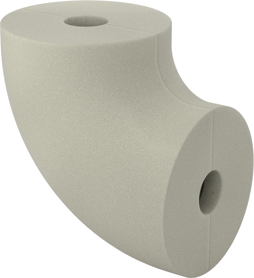 Poliizosiyanürat Köpük Boru Yalıtım Dirseği, Dirsek, 2" Kalın Duvar, 1-3/8" ID