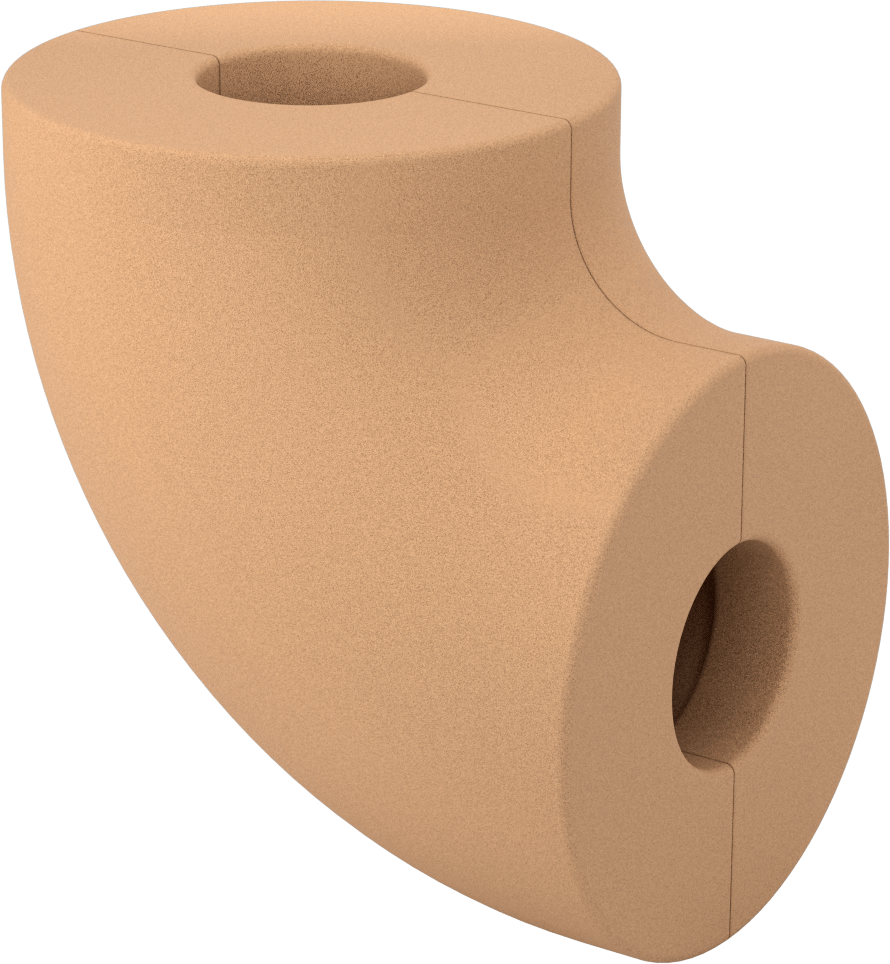 Poliizosiyanürat Köpük Boru Yalıtım Dirseği, Dirsek, 2" Kalın Duvar, 2-3/8" ID