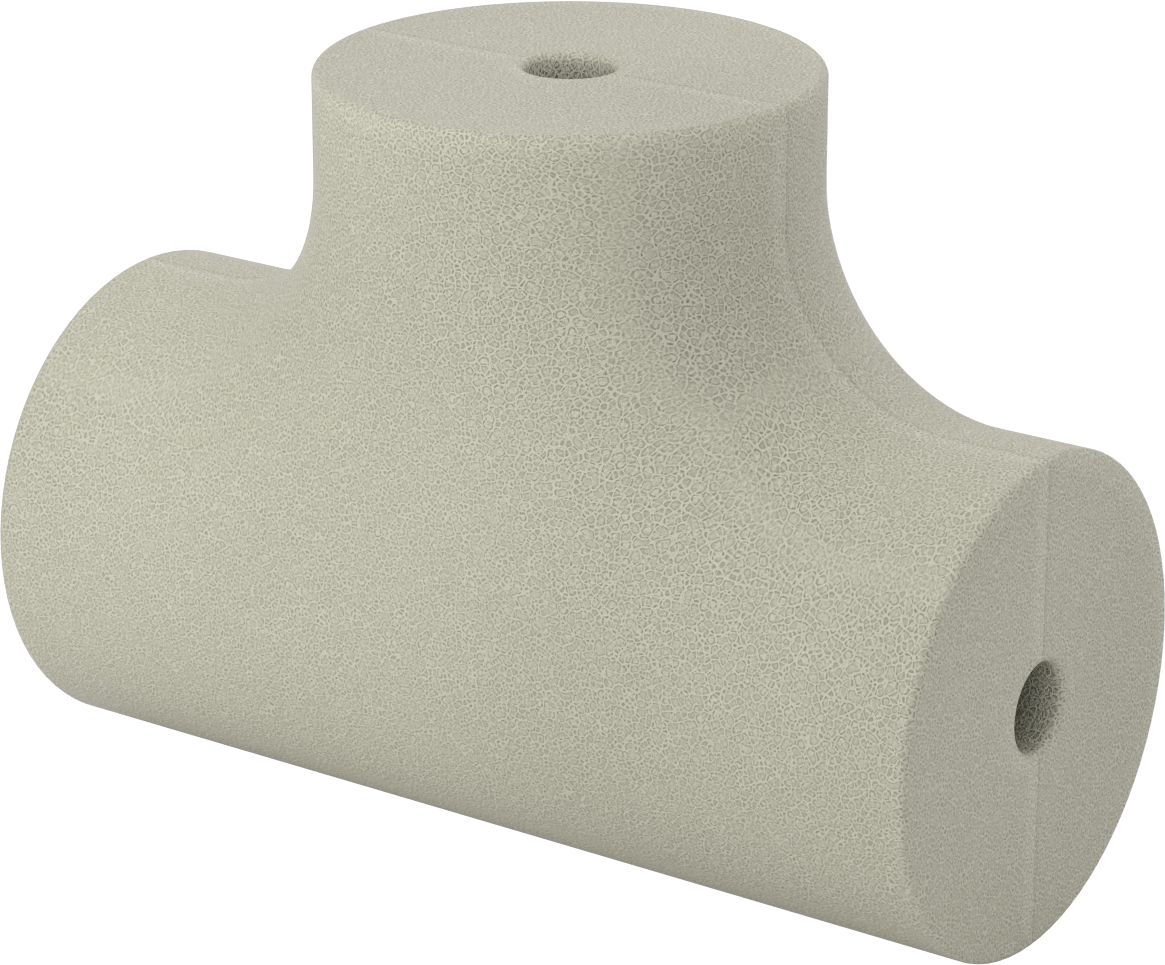 Poliizosiyanürat Köpük Boru Yalıtım Dirseği, T, 2" Kalın Duvar, 7/8" ID