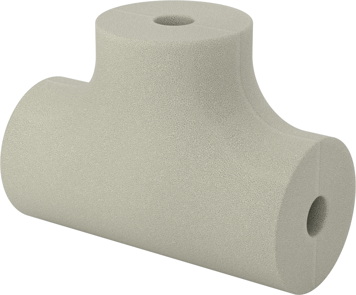 Poliizosiyanürat Köpük Boru Yalıtım Dirseği, T, 2" Kalın Duvar, 1-3/8" ID
