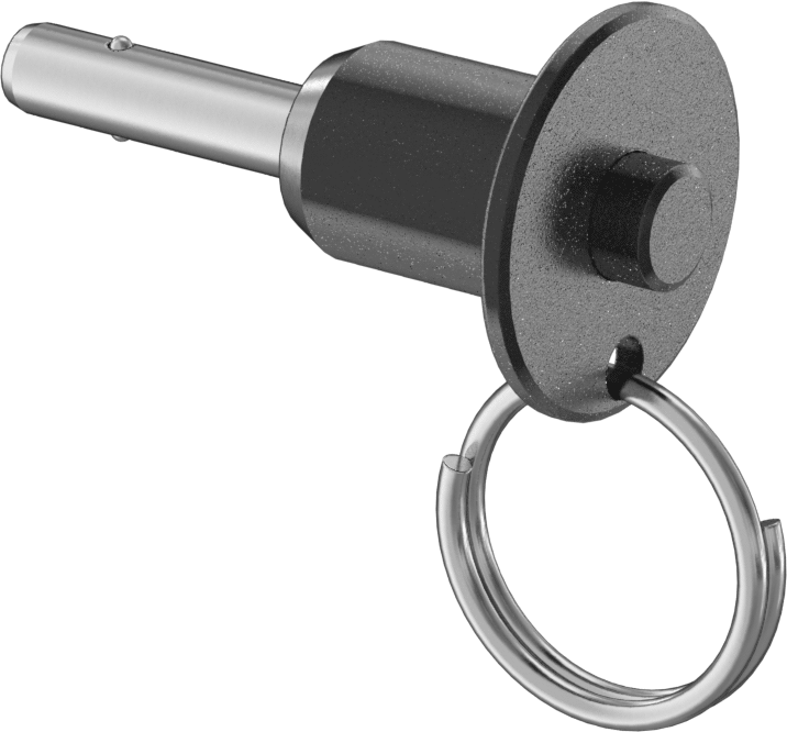 Topuzlu Tutamaklı Kilitleme Hızlı Açma Pimi, Halka ile, 17-4 PH Paslanmaz Çelik, 3/16" Çap, 1/2" Kullanılabilir Uzunluk