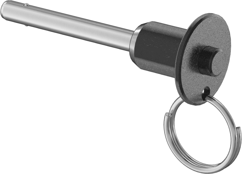 Topuzlu Tutamaklı Kilitleme Hızlı Açma Pimi, Halka ile, 17-4 PH Paslanmaz Çelik, 3/16" Çap, 1-1/4" Kullanılabilir Uzunluk