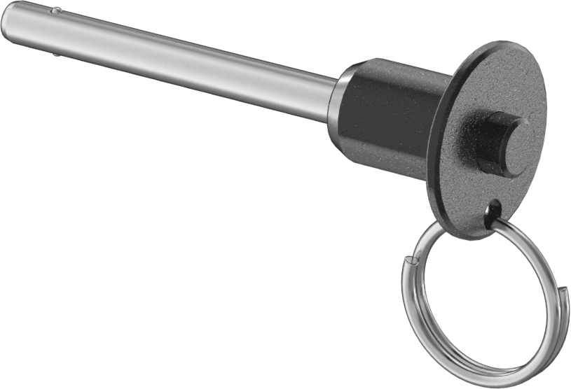 Topuzlu Tutamaklı Kilitleme Hızlı Açma Pimi, Halka ile, 17-4 PH Paslanmaz Çelik, 3/16" Çap, 1-1/2" Kullanılabilir Uzunluk