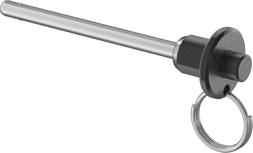 Topuzlu Tutamaklı Kilitleme Hızlı Açma Pimi, Halka ile, 17-4 PH Paslanmaz Çelik, 3/16" Çap, 2-1/4" Kullanılabilir Uzunluk