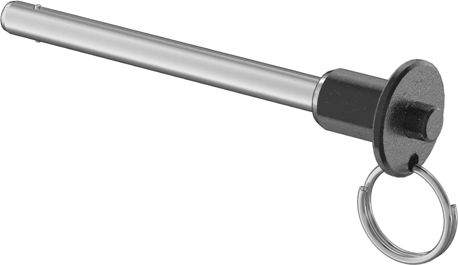 Topuzlu Tutamaklı Kilitleme Hızlı Açma Pimi, Halka ile, 17-4 PH Paslanmaz Çelik, 1/4" Çap, 2-1/2" Kullanılabilir Uzunluk