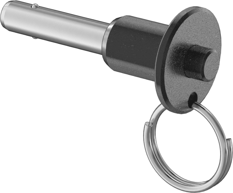 Topuzlu Tutamaklı Kilitleme Hızlı Açma Pimi, Halka ile, 17-4 PH Paslanmaz Çelik, 1/4" Çap, 3/4" Kullanılabilir Uzunluk