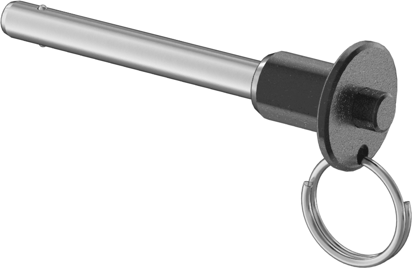 Topuzlu Tutamaklı Kilitleme Hızlı Açma Pimi, Halka ile, 17-4 PH Paslanmaz Çelik, 1/4" Çap, 1-3/4" Kullanılabilir Uzunluk