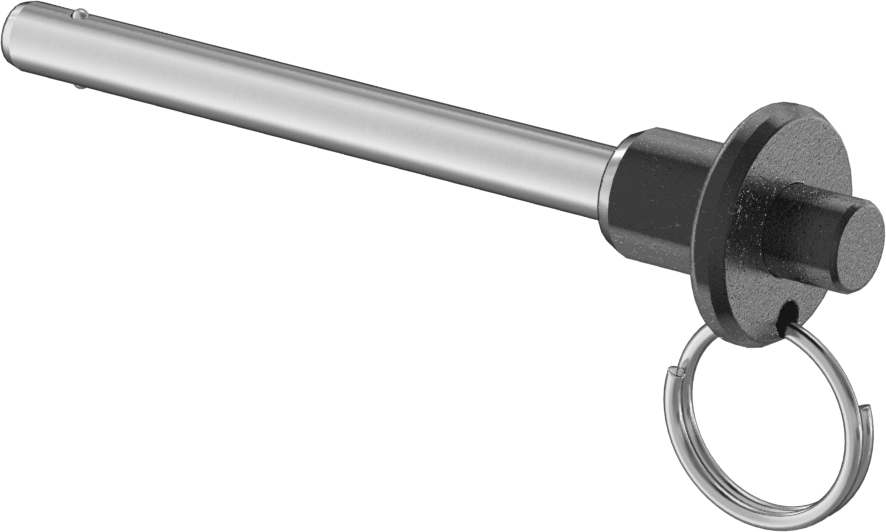 Topuzlu Tutamaklı Kilitleme Hızlı Açma Pimi, Halka ile, 17-4 PH Paslanmaz Çelik, 1/4" Çap, 2-1/4" Kullanılabilir Uzunluk