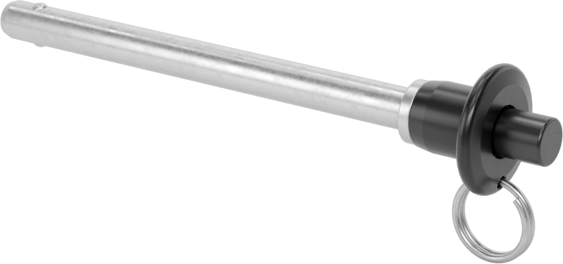 Topuzlu Tutamaklı Kilitleme Hızlı Açma Pimi, Halka ile, 17-4 PH Paslanmaz Çelik, 1/4" Çap, 2-3/4" Kullanılabilir Uzunluk