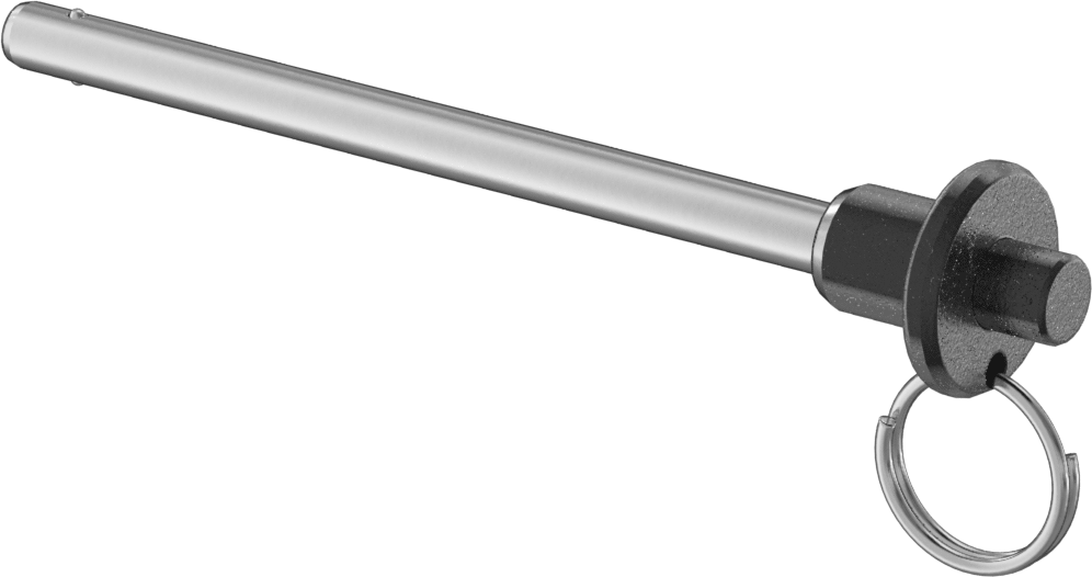 Topuzlu Tutamaklı Kilitleme Hızlı Açma Pimi, Halka ile, 17-4 PH Paslanmaz Çelik, 1/4" Çap, 3-1/4" Kullanılabilir Uzunluk