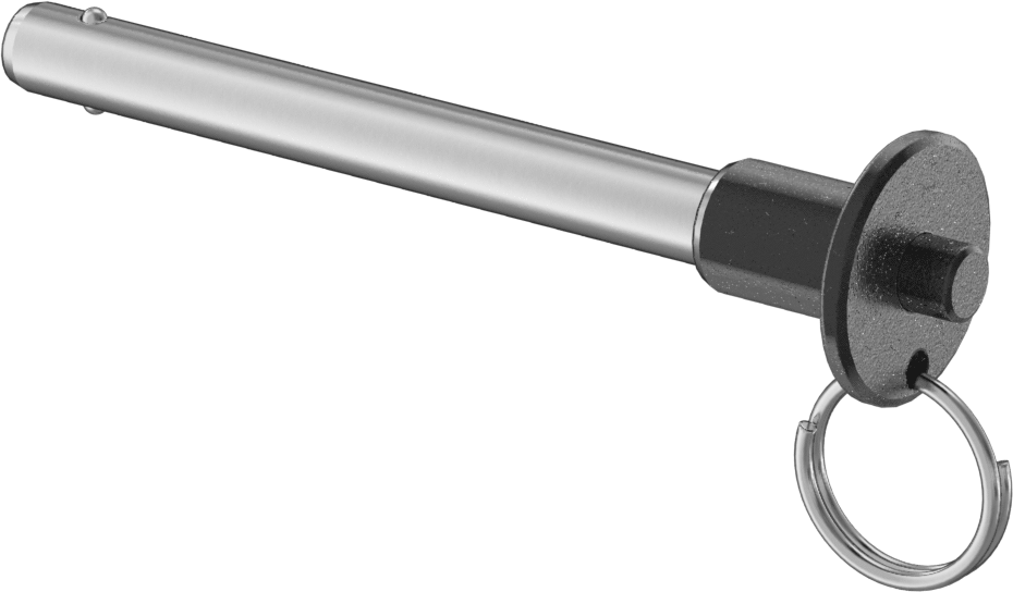 Topuzlu Tutamaklı Kilitleme Hızlı Açma Pimi, Halka ile, 17-4 PH Paslanmaz Çelik, 5/16" Çap, 2-1/2" Kullanılabilir Uzunluk