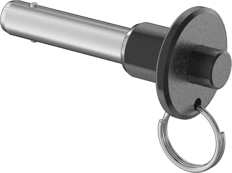 Topuzlu Tutamaklı Kilitleme Hızlı Açma Pimi, Halka ile, 17-4 PH Paslanmaz Çelik, 3/8" Çap, 1-1/4" Kullanılabilir Uzunluk