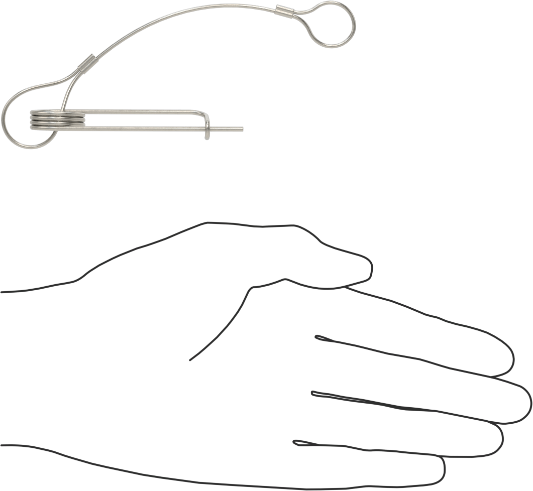 Uzun Ömürlü Tel Çıtçıtlı Çatal Pim, İp ile, 18-8 Paslanmaz Çelik, 1/16" Tel Çapı, 1-5/8" Kullanılabilir Uzunluk