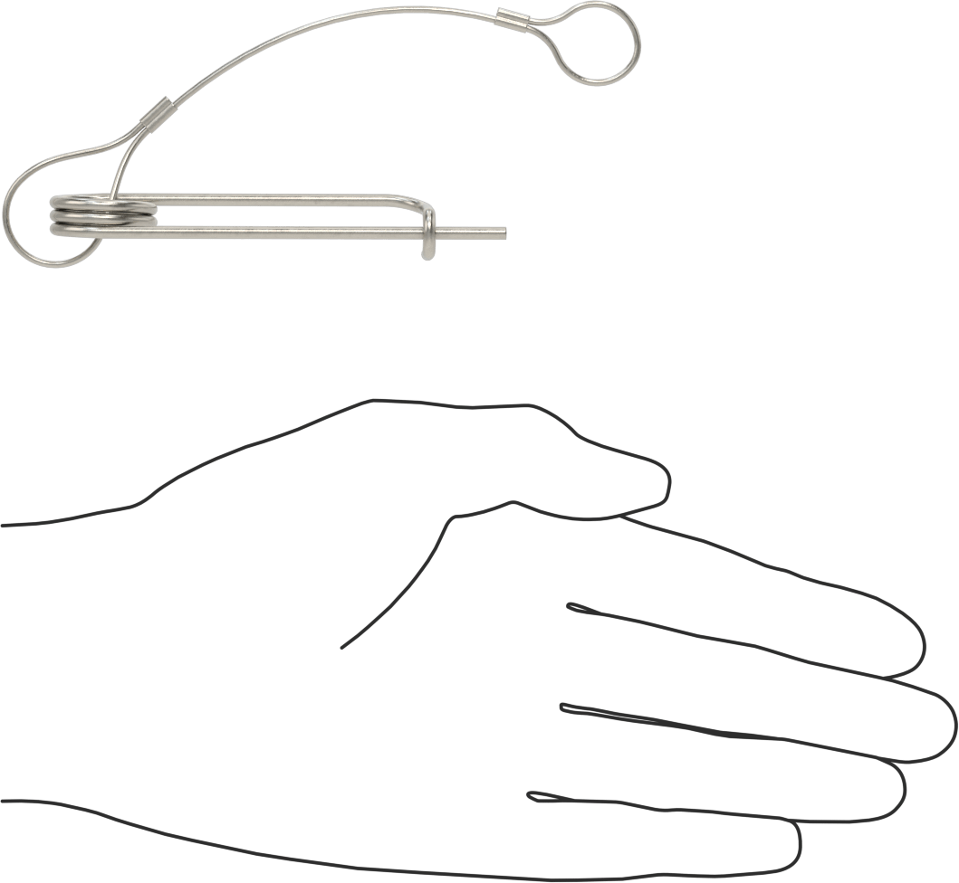 Uzun Ömürlü Tel Çıtçıtlı Çatal Pim, İp ile, 18-8 Paslanmaz Çelik, 3/32" Tel Çapı, 2" Kullanılabilir Uzunluk