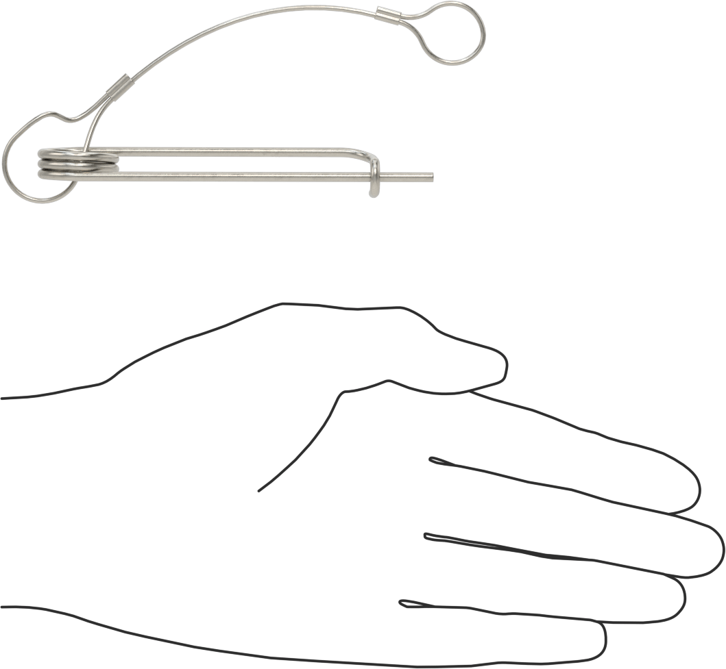 Uzun Ömürlü Tel Çıtçıtlı Çatal Pim, İp ile, 18-8 Paslanmaz Çelik, 3/32" Tel Çapı, 2-1/2" Kullanılabilir Uzunluk