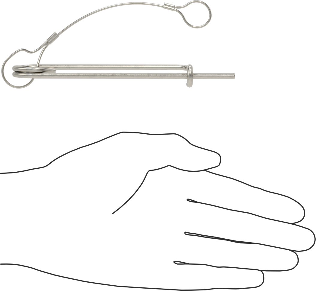 Uzun Ömürlü Tel Çıtçıtlı Çatal Pim, İp ile, 18-8 Paslanmaz Çelik, 1/8" Tel Çapı, 3" Kullanılabilir Uzunluk