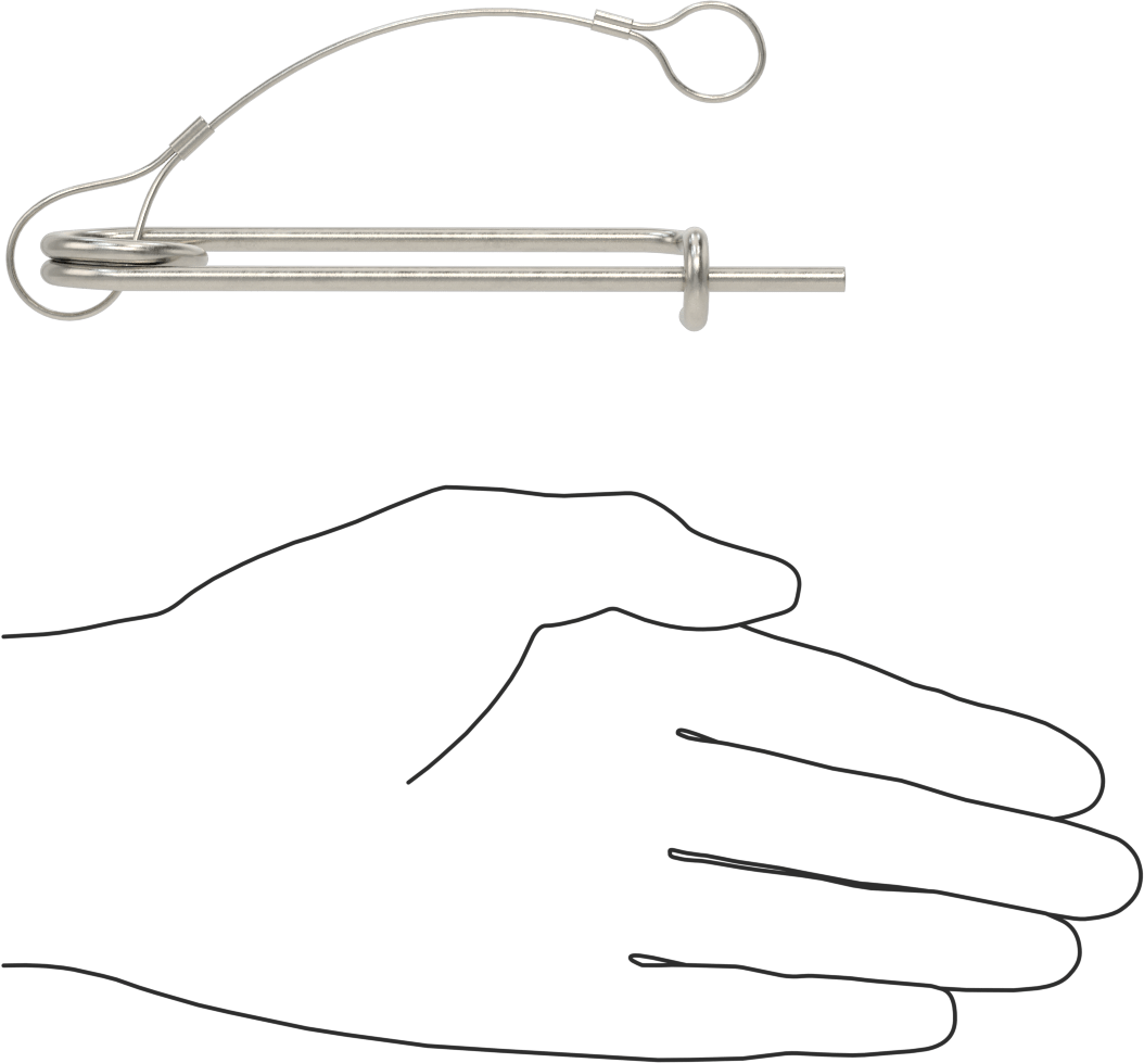Uzun Ömürlü Tel Çıtçıtlı Çatal Pim, İp ile, 18-8 Paslanmaz Çelik, 5/32" Tel Çapı, 3" Kullanılabilir Uzunluk