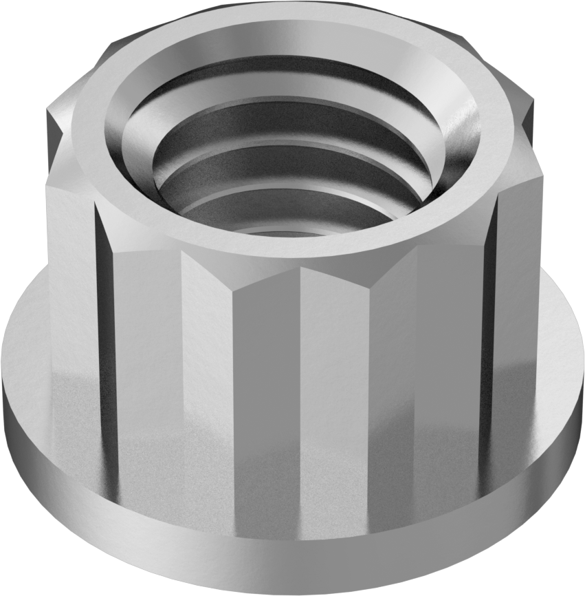 A286 Paslanmaz Çelik 12 Uçlu Flanş Somunu, M8 x 1,25 mm Diş Boyutu, 10 mm Genişlik, 13,6 mm Flanş Çapı