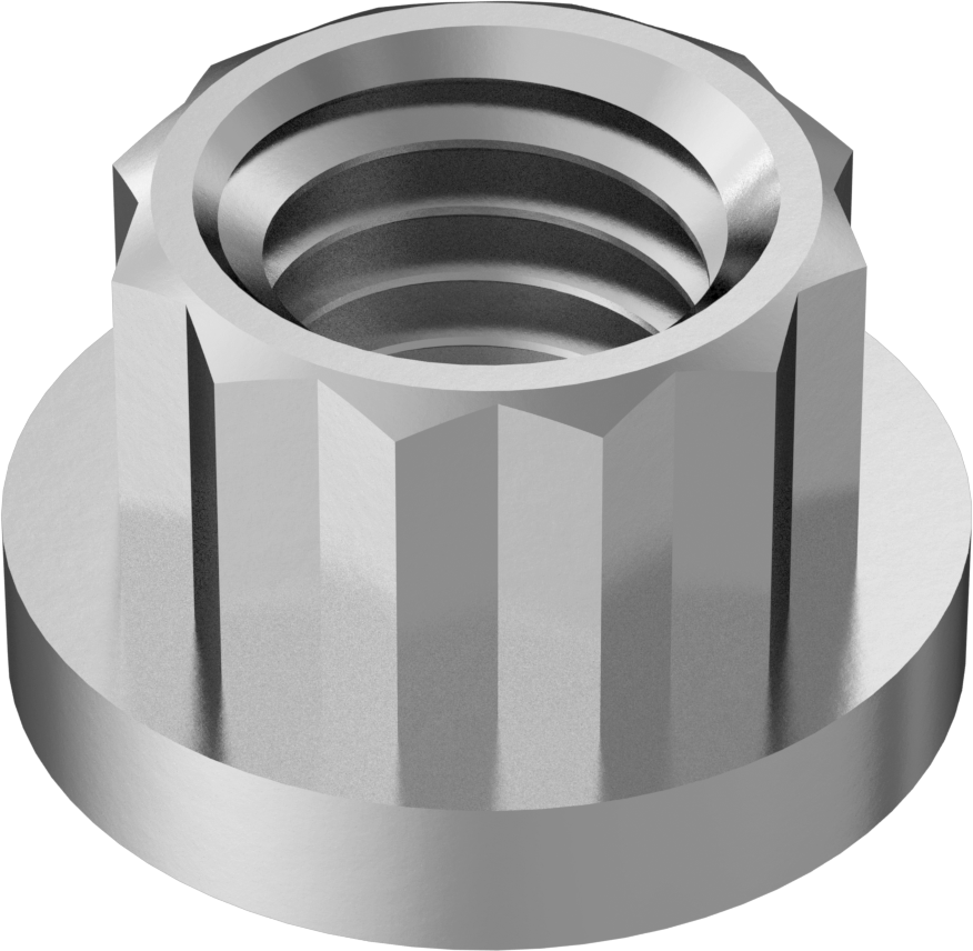 A286 Paslanmaz Çelik 12 Uçlu Flanş Somunu, M10 x 1,5 mm Diş Boyutu, 12 mm Genişlik, 17,8 mm Flanş Çapı