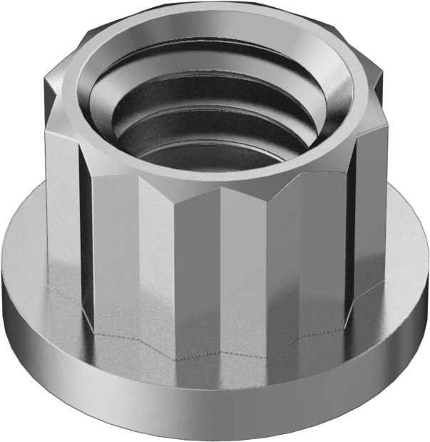 A286 Paslanmaz Çelik 12 Uçlu Flanş Somunu, 3/8"-16 Diş Boyutu, 7/16" Genişlik, 5/8" Flanş Çapı