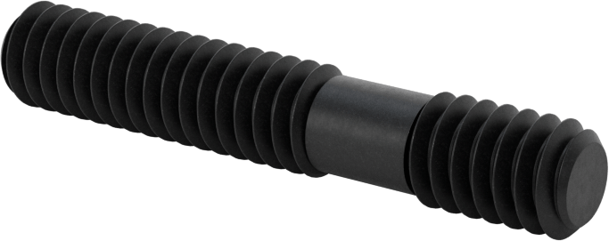 Siyah Oksit Çelik Her İki Ucu Dişli Kurulum Saplaması, 1/4"-20 Diş Boyutu, 1-1/2" Uzunluk, 7/8“ ve 3/8” Diş Uzunlukları