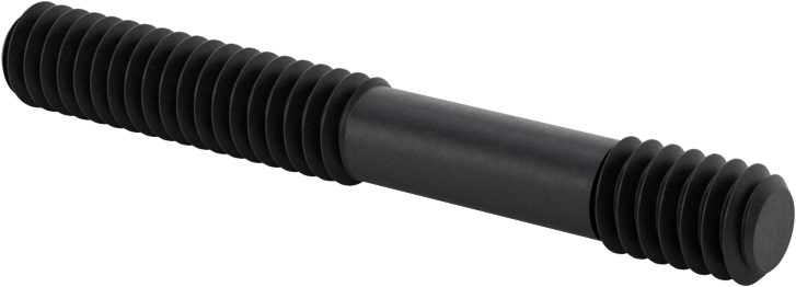 Siyah Oksit Çelik Her İki Ucu Dişli Kurulum Saplaması, 1/4"-20 Diş Boyutu, 2" Uzunluk, 1“ ve 3/8” Diş Uzunlukları