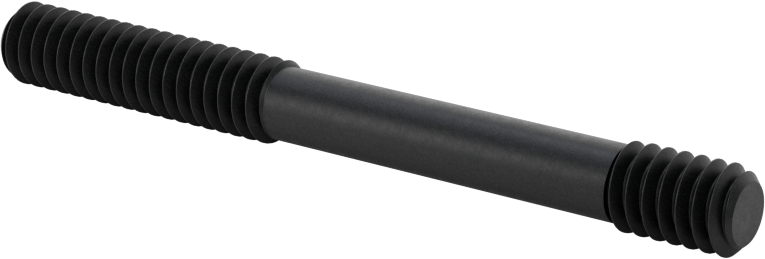 Siyah Oksit Çelik Her İki Ucu Dişli Kurulum Saplaması, 1/4"-20 Diş Boyutu, 2-1/2" Uzunluk, 1“ ve 3/8” Diş Uzunlukları