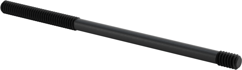 Siyah Oksit Çelik Her İki Ucu Dişli Kurulum Saplaması, 1/4"-20 Diş Boyutu, 5 inç Uzunluk, 1-3/4“ ve 3/8” Diş Uzunlukları