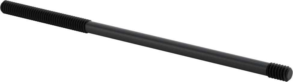 Siyah Oksit Çelik Her İki Ucu Dişli Kurulum Saplaması, 1/4"-20 Diş Boyutu, 6 inç Uzunluk, 2“ ve 3/8” Diş Uzunlukları
