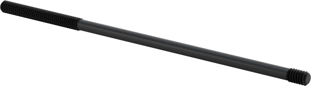 Siyah Oksit Çelik Her İki Ucu Dişli Kurulum Saplaması, 1/4"-20 Diş Boyutu, 7" Uzunluk, 2“ ve 3/8” Diş Uzunlukları