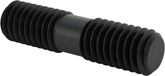 Siyah Oksit Çelik Her İki Ucu Dişli Kurulum Saplaması, 3/8"-16 Diş Boyutu, 1-1/2" Uzunluk, 5/8“ ve 5/8” Diş Uzunlukları