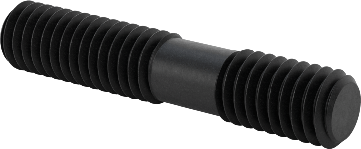 Siyah Oksit Çelik Her İki Ucu Dişli Kurulum Saplaması, 3/8"-16 Diş Boyutu, 2" Uzunluk, 1“ ve 5/8” Diş Uzunlukları