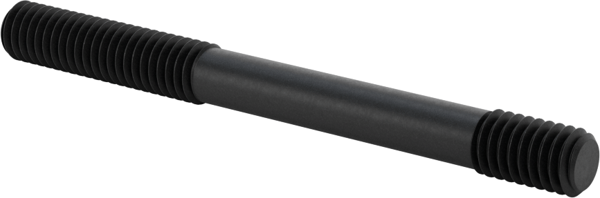Siyah Oksit Çelik Her İki Ucu Dişli Kurulum Saplaması, 3/8"-16 Diş Boyutu, 4" Uzunluk, 1-1/2“ ve 5/8” Diş Uzunlukları