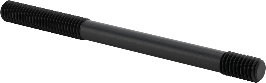 Siyah Oksit Çelik Her İki Ucu Dişli Kurulum Saplaması, 3/8"-16 Diş Boyutu, 5 inç Uzunluk, 1-3/4“ ve 5/8” Diş Uzunlukları
