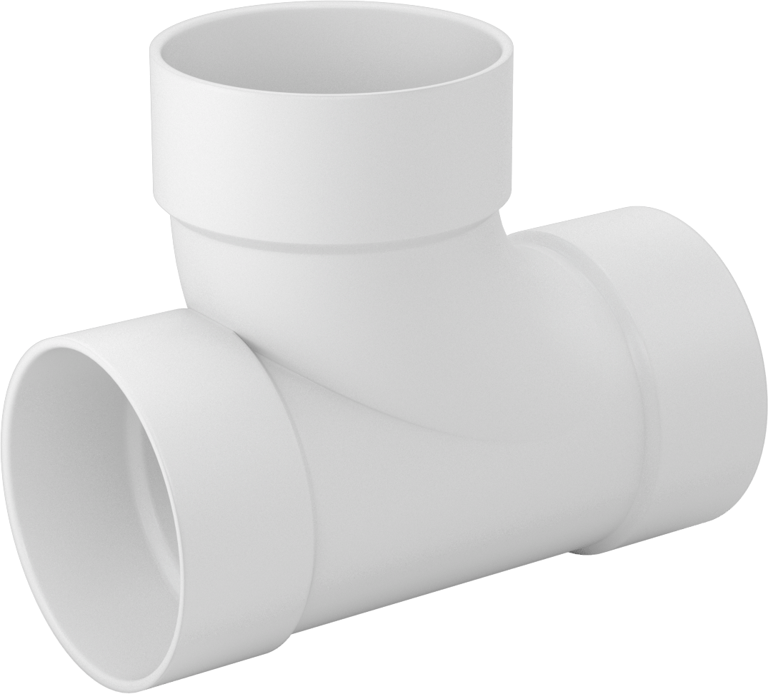 Drenaj için Yeraltı PVC Bağlantı Parçası, Atık ve Havalandırma, Ofset T, Anma Ölçüsü 4, 4-7/32" Boru Dış Çapı için, Dişli Soket