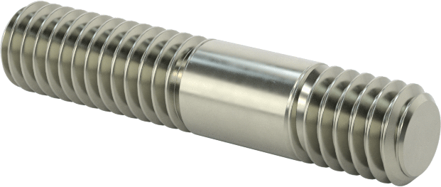 Her İki Ucu Dişli Titreşime Dayanıklı Montaj Saplaması, Çelik, M4 x 0,7 mm Diş Boyutu, 5 mm x 10 mm Diş Uzunluğu, 20 mm Uzunluk