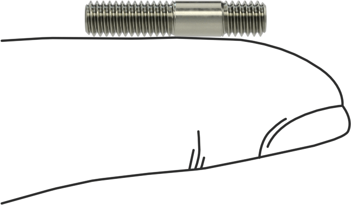 Her İki Ucu Dişli Titreşime Dayanıklı Montaj Saplaması, Çelik, M4 x 0,7 mm Diş Boyutu, 5 mm x 10 mm Diş Uzunluğu, 20 mm Uzunluk