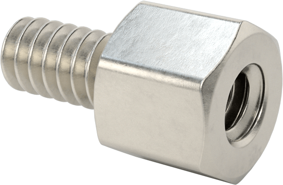 Erkek-Dişi Dişli Altıgen Ara Parça, 18-8 Paslanmaz Çelik, 1/4" Altıgen, 7/32" Uzunluk, 6-32 - 6-32 Diş