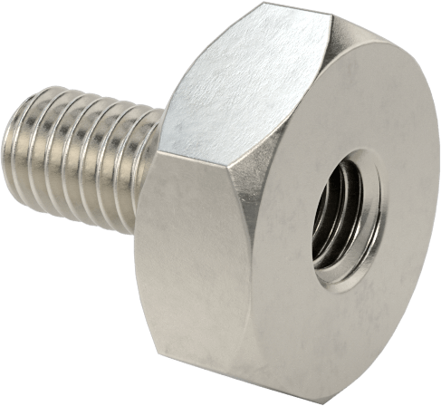Erkek-Dişi Dişli Altıgen Ara Parça, 18-8 Paslanmaz Çelik, 1/2" Altıgen Boyutu, 3/16" Uzunluk, 10-32'den 10-32'ye Diş