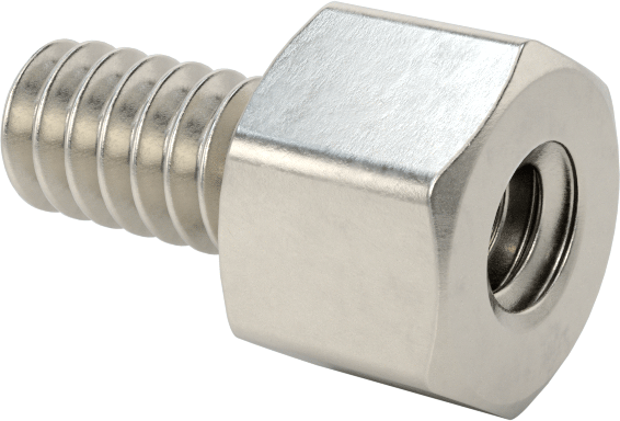 Erkek-Dişi Dişli Altıgen Ara Parça, 18-8 Paslanmaz Çelik, 1/4" Altıgen, 3/16" Uzunluk, 6-32 - 6-32 Diş