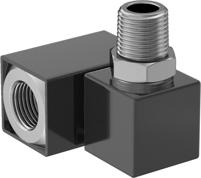 Hava için 90 Derece Dirsek Hortum Bağlantısı, Açık Akış, Alüminyum, 2 Swvls, 1/2 NPT Dişi x 1/2 NPT Erkek