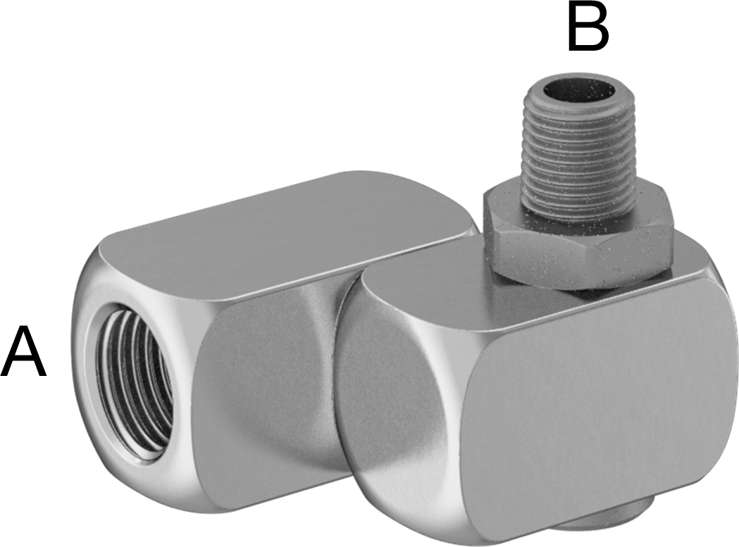 Aluminum 90° Elbow Reducing Adapter with Two Swivels