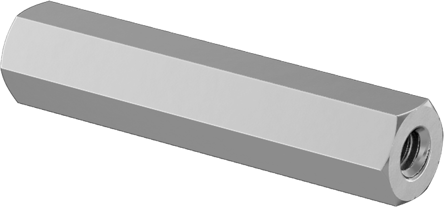 Korozyona Dayanıklı 18-8 Paslanmaz Çelik Dişi Dişli Altıgen Ara Parça, 1/4" Altıgen Boyutu, 1-1/4" Uzunluk, 6-32 Diş Boyutu