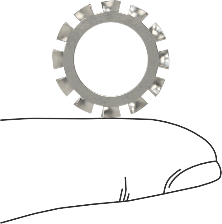 18-8 Paslanmaz Çelik Dış Dişli Kilit Pulları, M12 Vida Boyutu için, 13.0 mm ID, 20.5 mm OD, DIN 6798