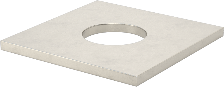 18-8 Paslanmaz Çelik Kare Pul, 3/4" Vida Boyutu için, 0.813" ID, 2 inç Genişlik, 0,112“ ila 0,128” Kalınlık