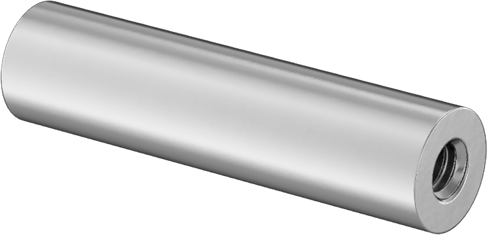 Dişli Yuvarlak Ayırıcı, 18-8 Paslanmaz Çelik, 1/2" OD, 2" Uzunluk, 1/4"-20 Diş Boyutu