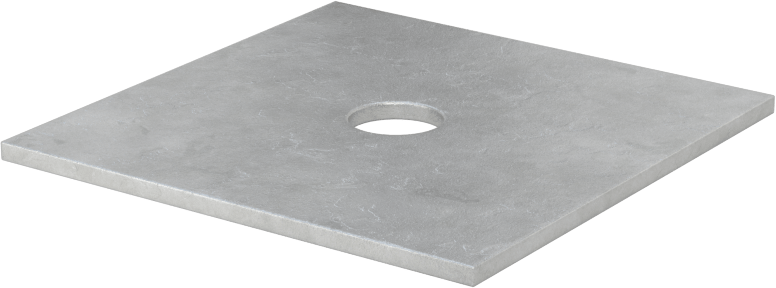 Korozyona Dayanıklı Galvanizli Çelik Kare Pul, 5/16" Vida Boyutu için, 0.343" ID, 2,000" Genişlik