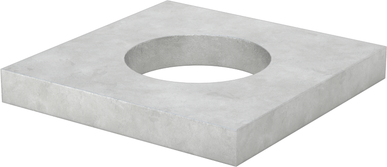 Korozyona Dayanıklı Galvanizli Çelik Kare Pul, 1" Vida Boyutu için, 1.062" ID, 2 inç Genişlik