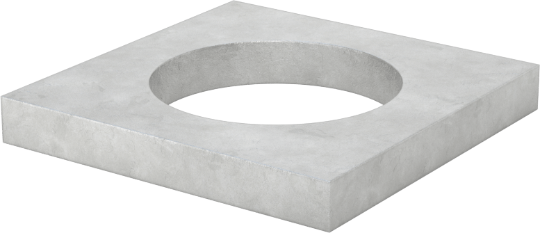 Korozyona Dayanıklı Galvanizli Çelik Kare Pul, 1-1/4" Vida Boyutu için, 1.312" ID, 2 inç Genişlik